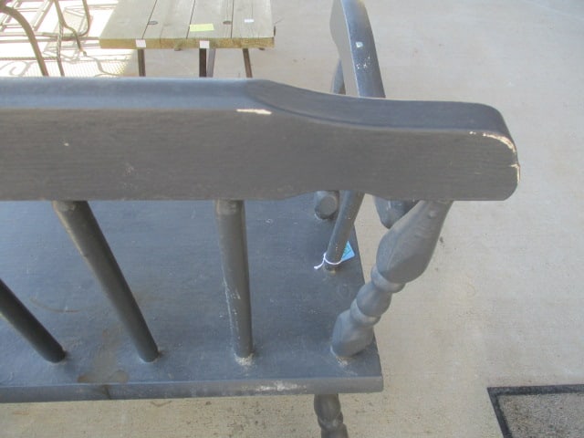 Blue/Grey Painted Wood Bench - 3