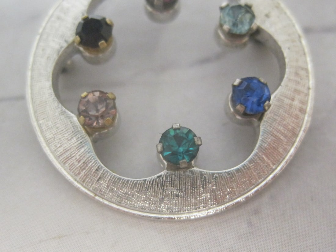 Sterling Silver Anson Brooch with Birthstones - 3