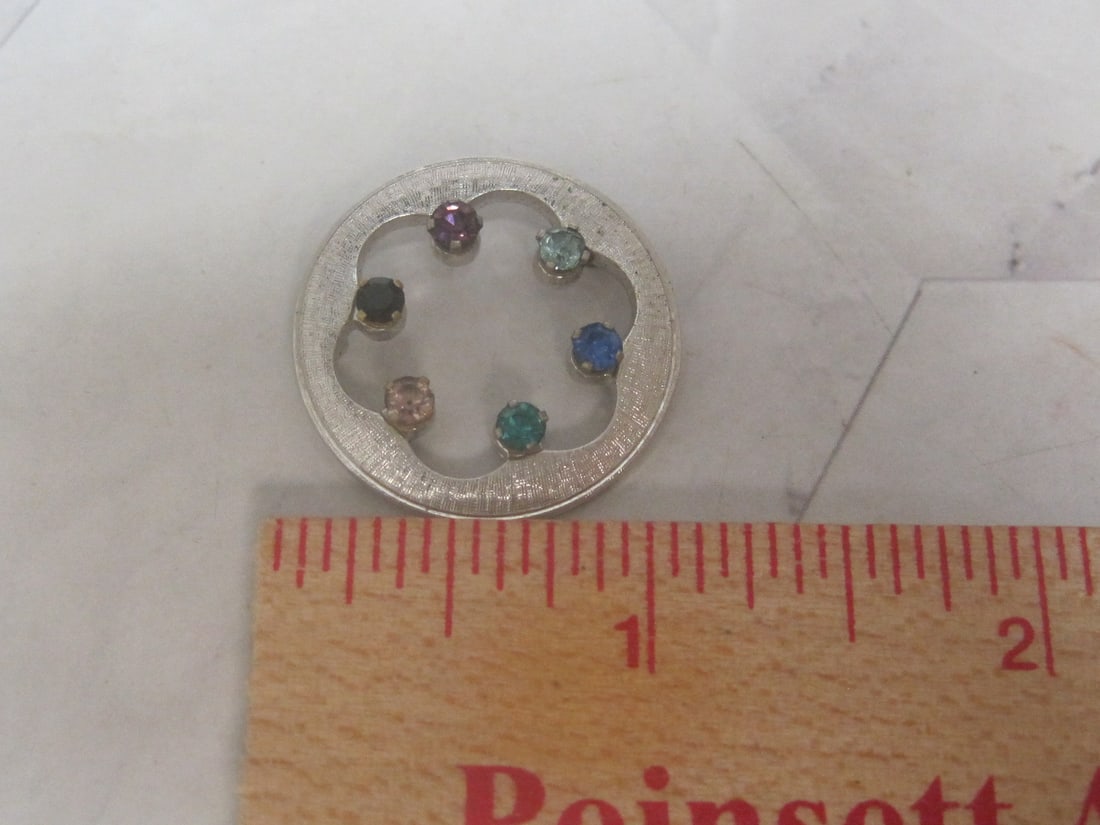 Sterling Silver Anson Brooch with Birthstones - 6