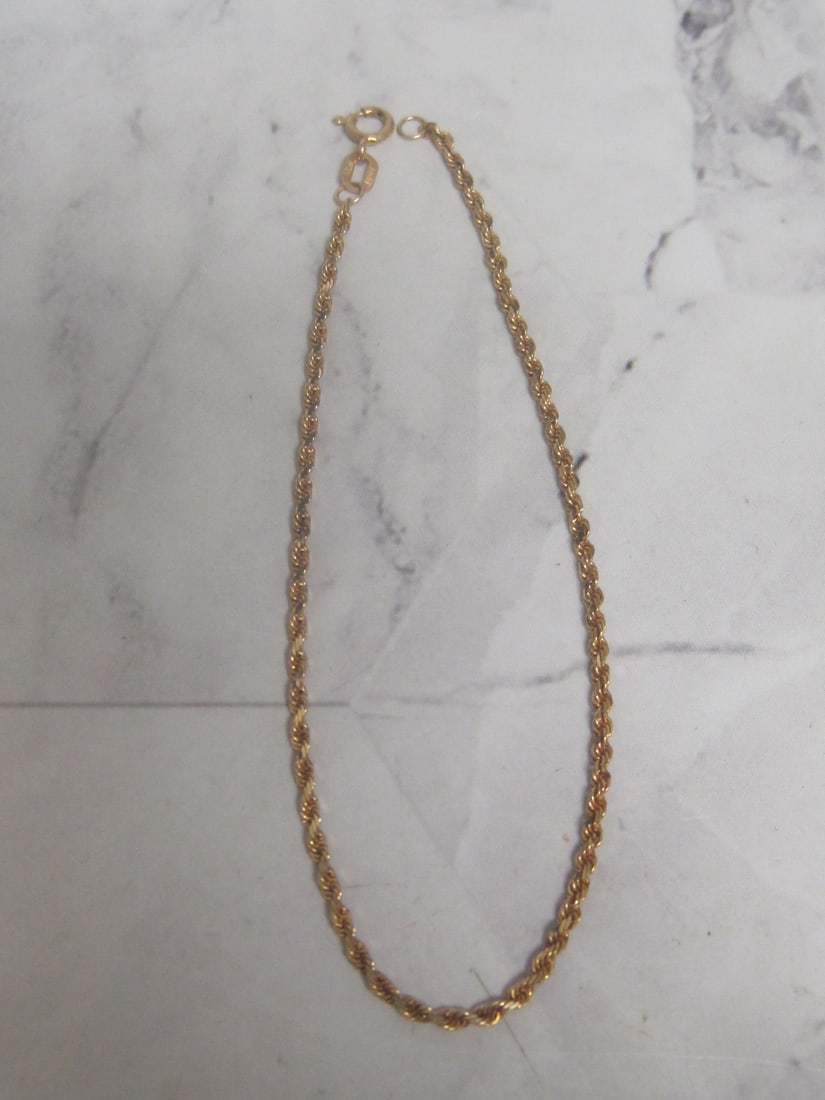 6 3/4" 14k Gold Rope Bracelet: Weighs 1.4 grams
