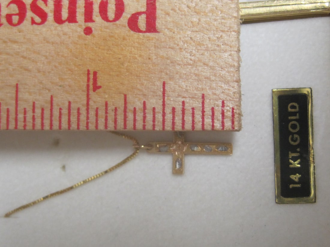 14k Gold Cross Pendant on 18" 14k Gold Chain - 5