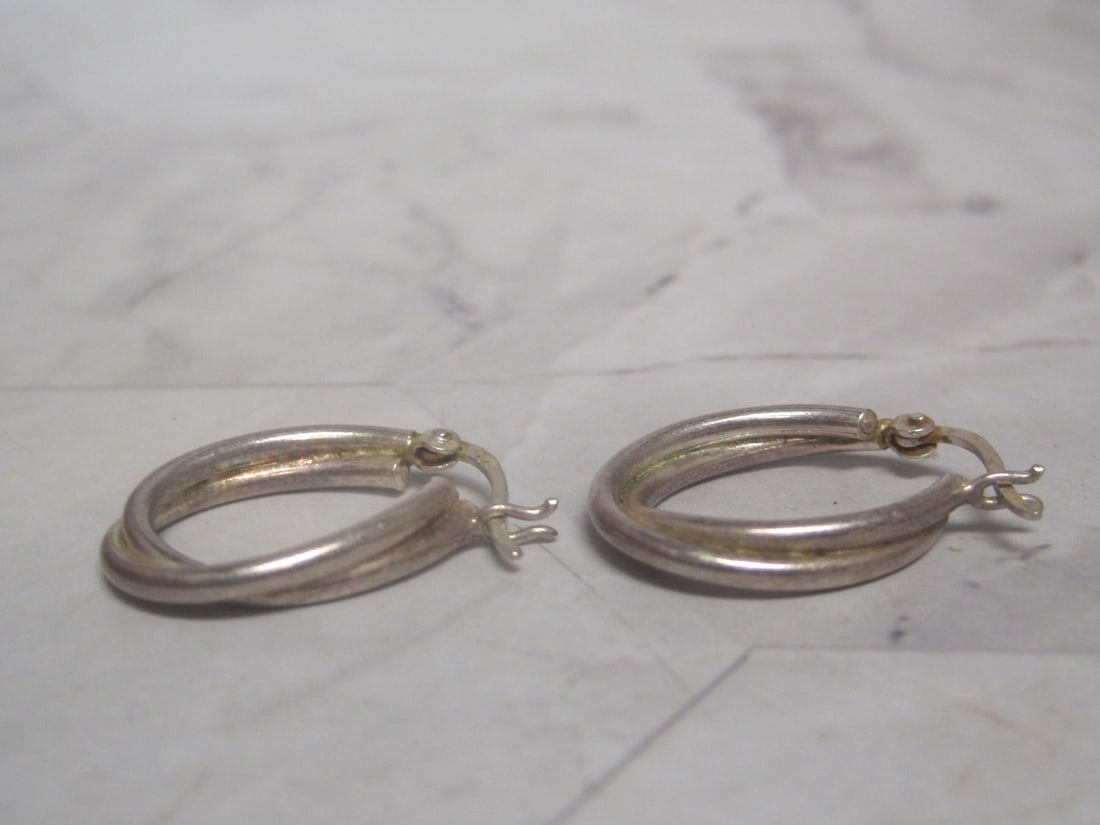 Sterling Silver Oval Hoop Earrings - 2
