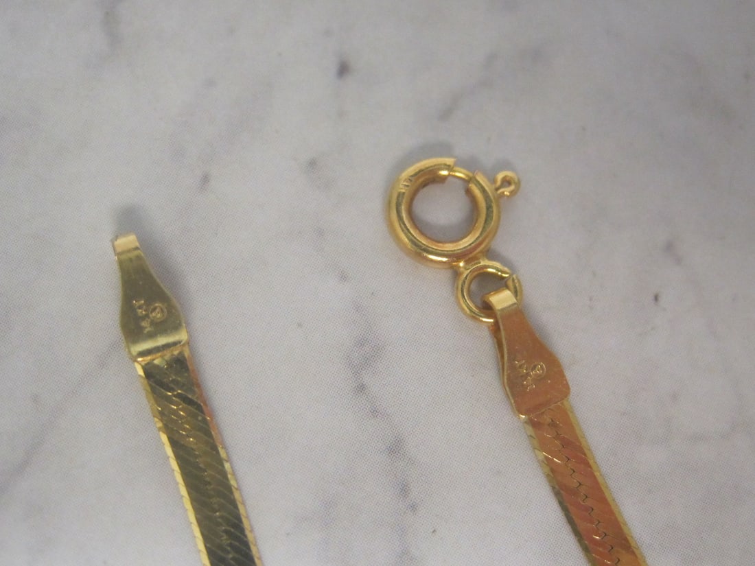28" 14k Gold Herringbone Chain - 3