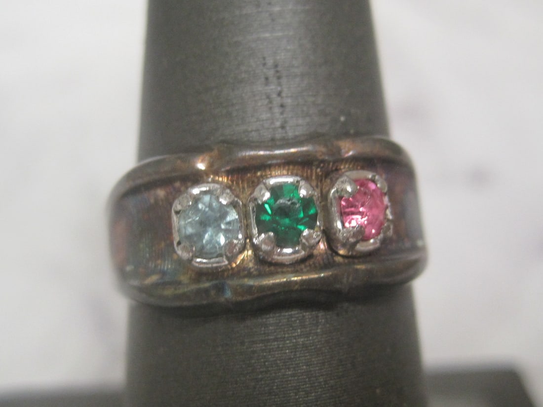 Sterling Silver Birthstone Ring: Weighs 4.2 grams, Size 8