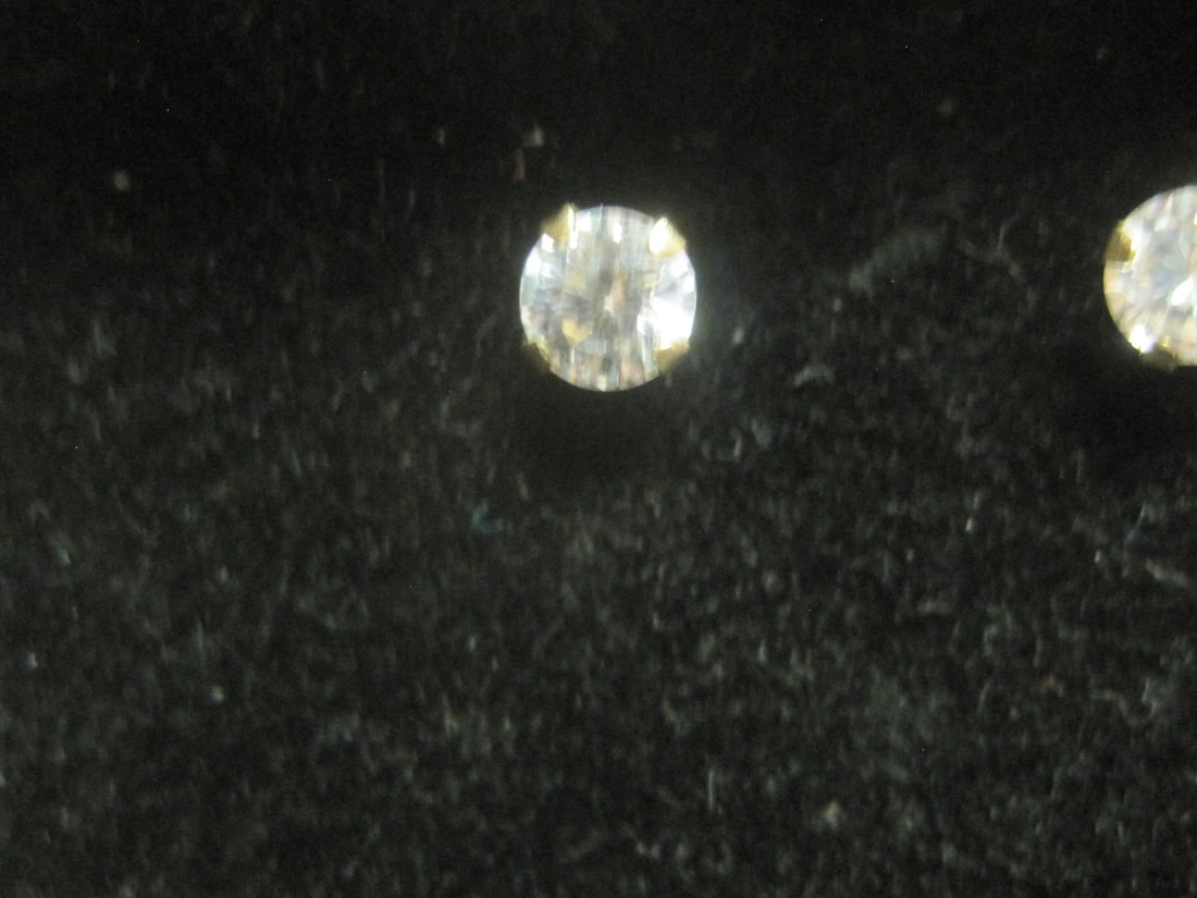 14k Gold CZ Stud Earrings - 3