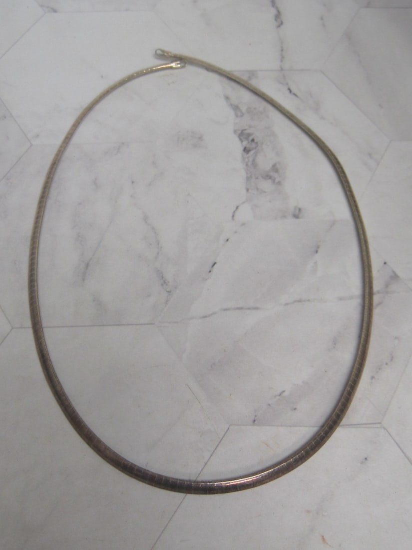 17" Sterling Silver Omega Necklace: Weighs 19.9 grams