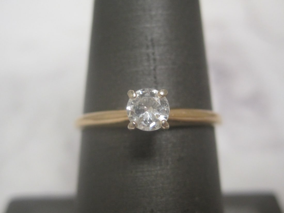 14k Gold Diamond Engagement Ring: Weighs 1.7 grams, Size 7 1/2