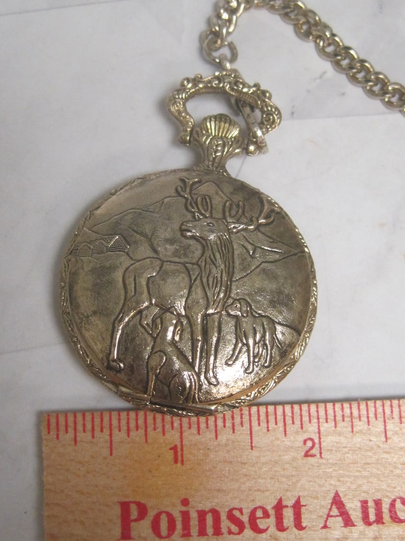 Remington Quartzarama Pocketwatch in Hunting Case & Watch Chain - 8