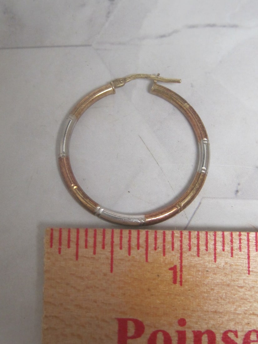 Sterling Silver Vermeil Tri-Color Hoop Earrings - 3