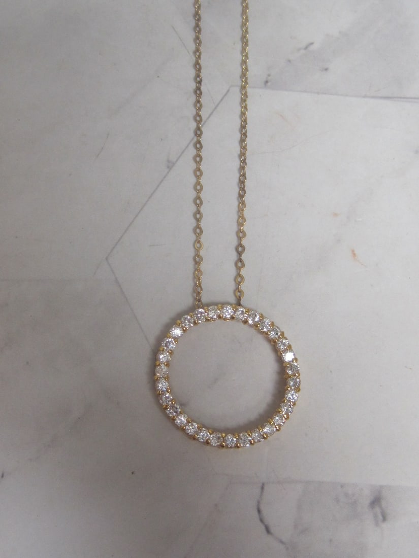 Sterling Silver Vermeil CZ Circle of Life Pendant on 16" Sterling Silver Vermeil Chain: Weighs 5.3 grams