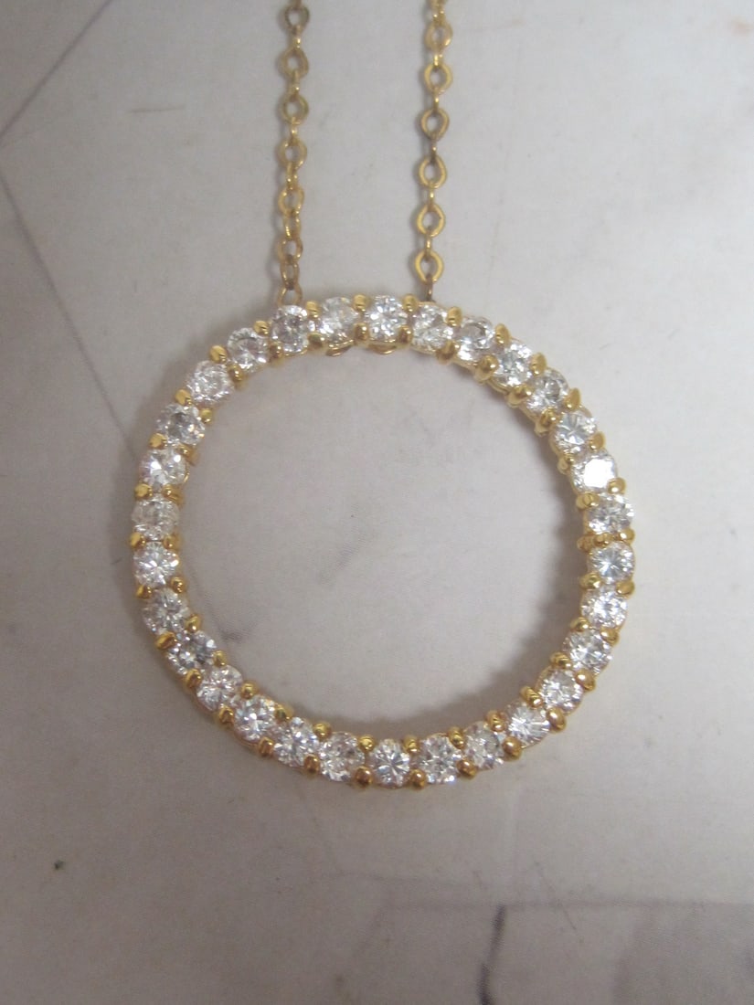 Sterling Silver Vermeil CZ Circle of Life Pendant on 16" Sterling Silver Vermeil Chain - 2