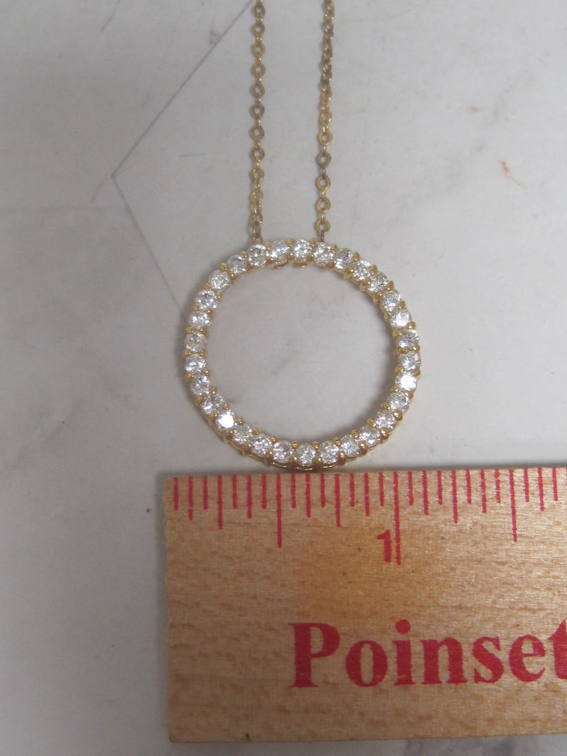 Sterling Silver Vermeil CZ Circle of Life Pendant on 16" Sterling Silver Vermeil Chain - 4