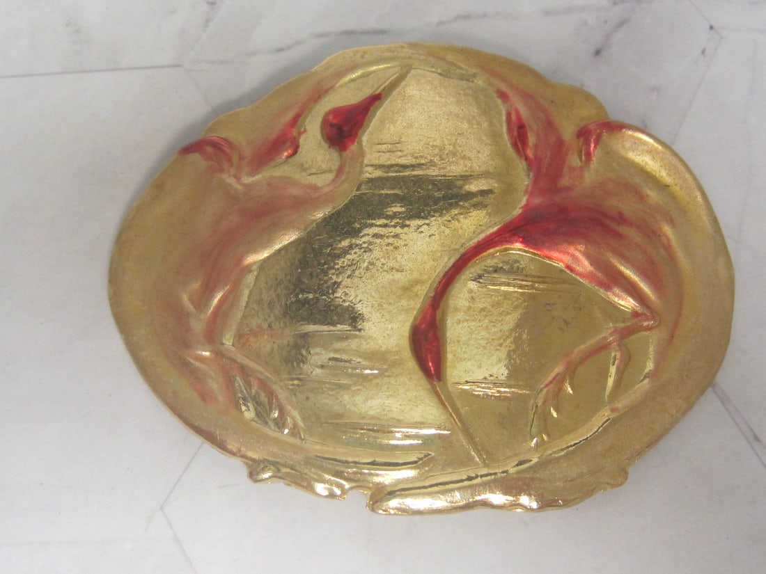1980's Charmont of Beverly Hills Belt Buckle with Pink Heron: .