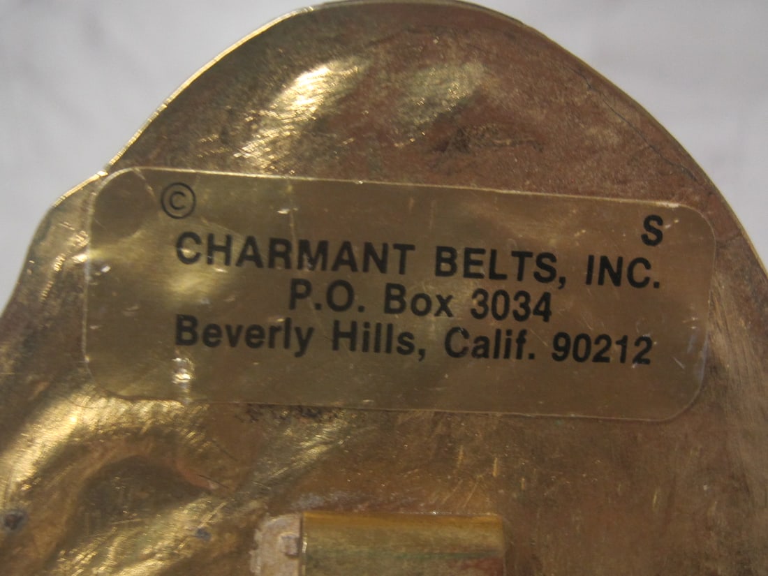 1980's Charmont of Beverly Hills Belt Buckle with Pink Heron - 5