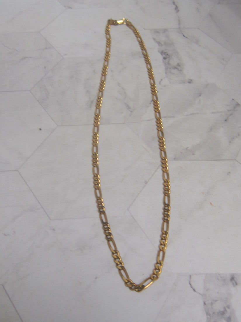 20" Sterling Silver Vermeil Figaro Chain: Weighs 14.6 grams