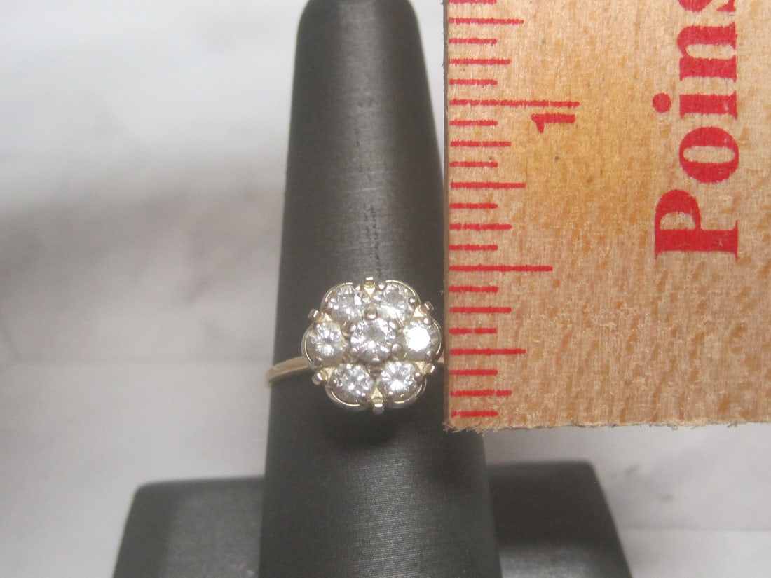 14k Gold Diamond Cluster Ring - 4