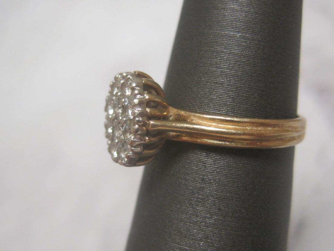 14k Gold Diamond Cluster Ring - 2