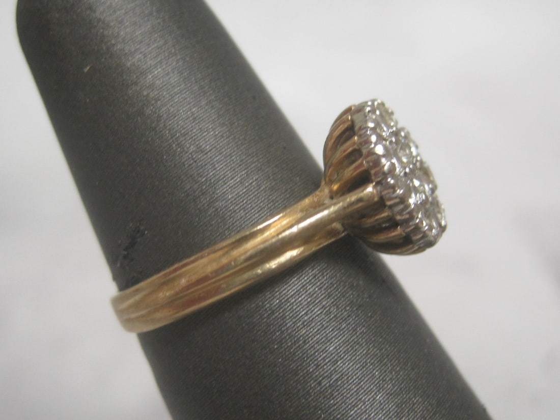 14k Gold Diamond Cluster Ring - 3