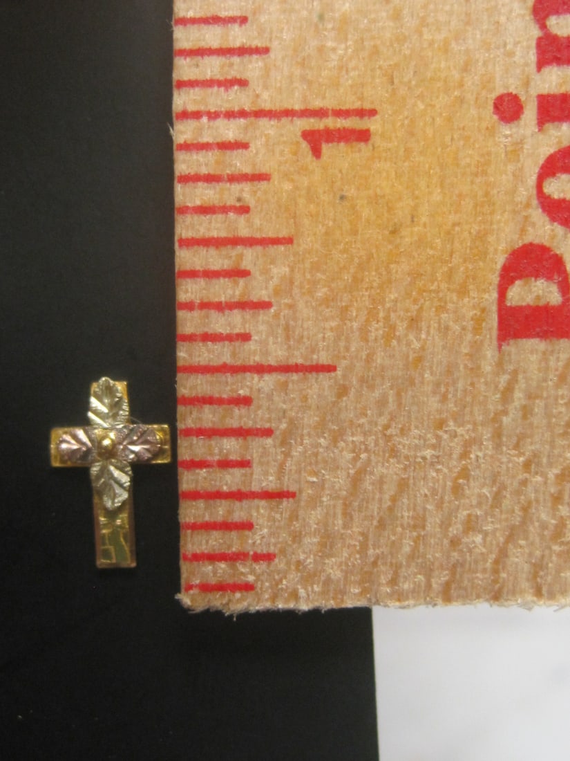 10k Gold Petite Cross Pierced Earrings - 3