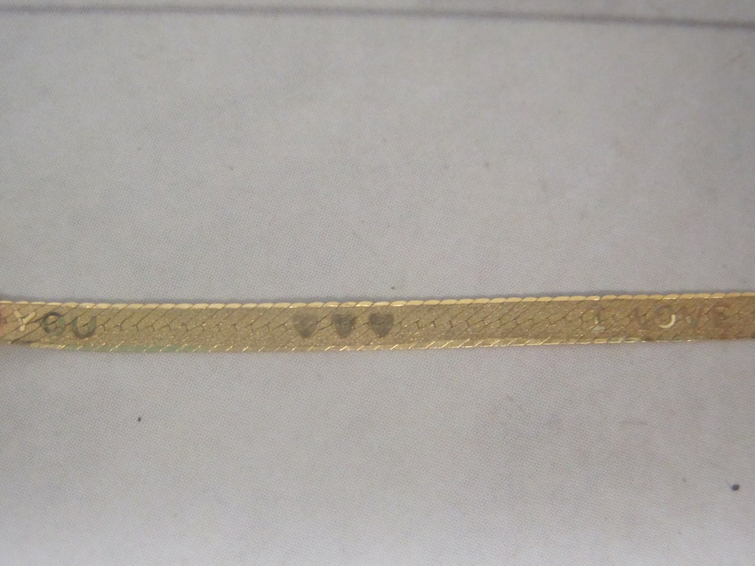 7" 14k Gold "I Love You" Bracelet - 2