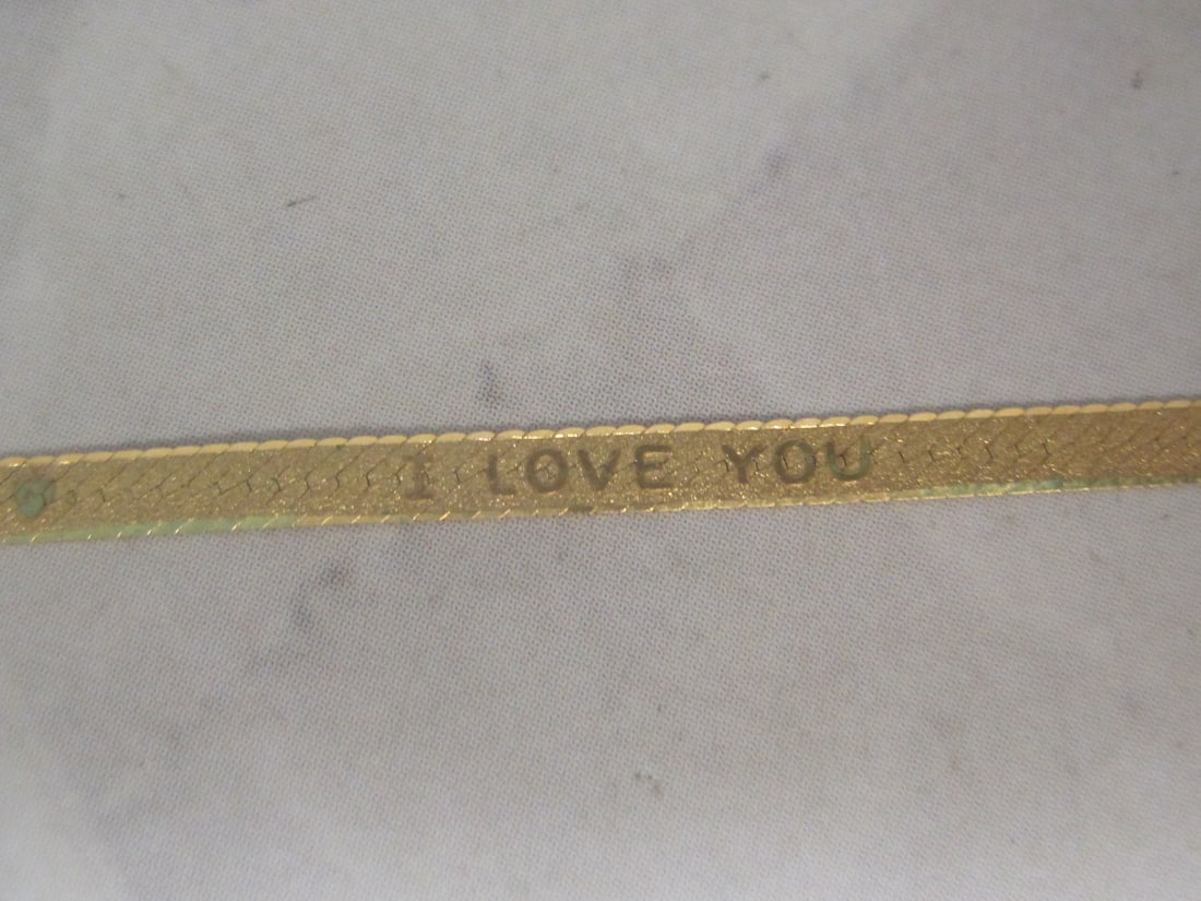 7" 14k Gold "I Love You" Bracelet - 3