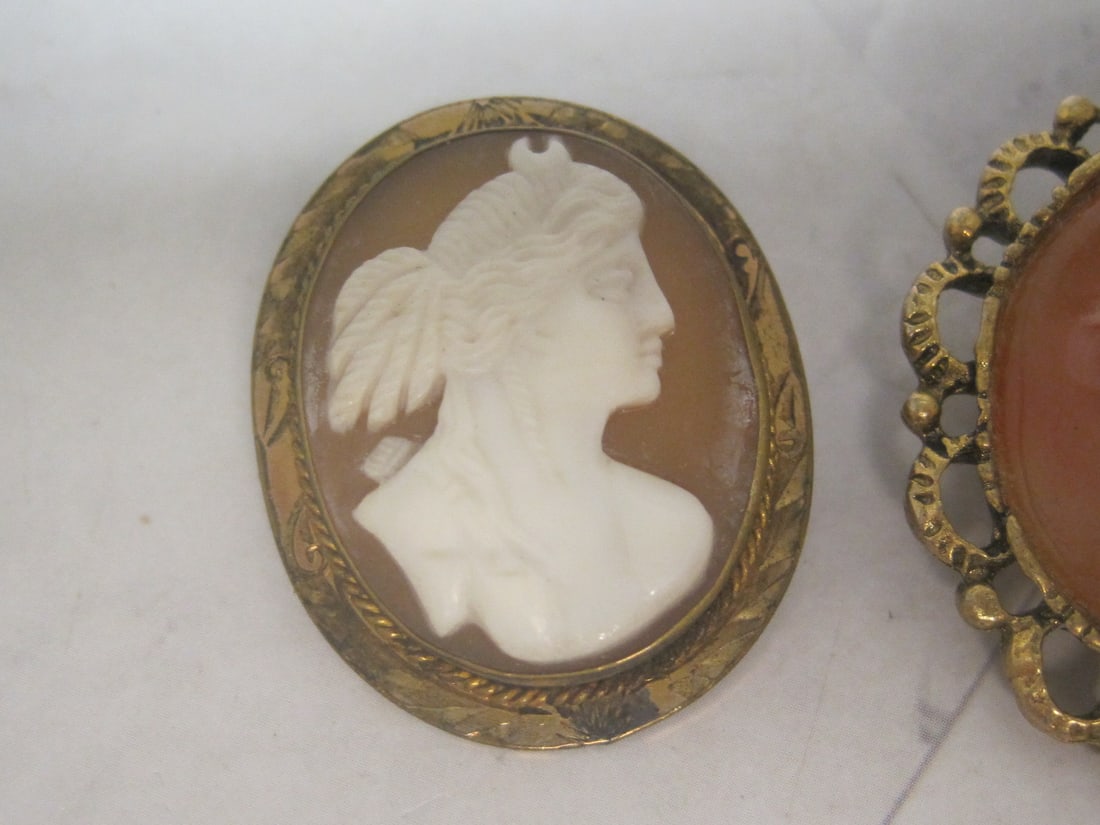 2 Vintage Cameo Brooches - 2