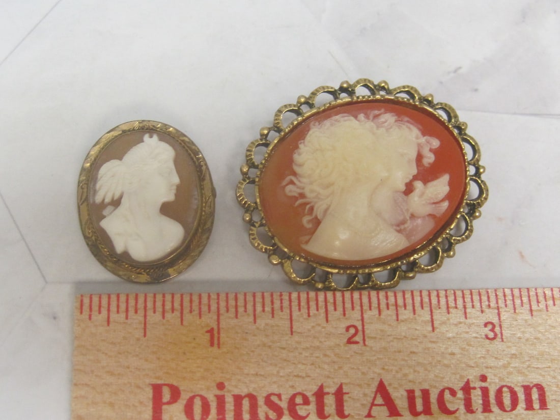 2 Vintage Cameo Brooches - 5