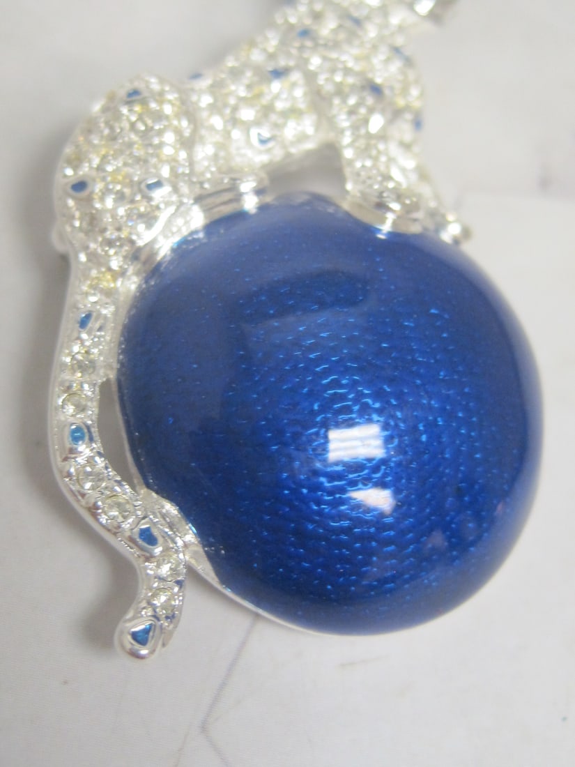 Napier Silvertone Leopard Brooch with Rhinestones - 3