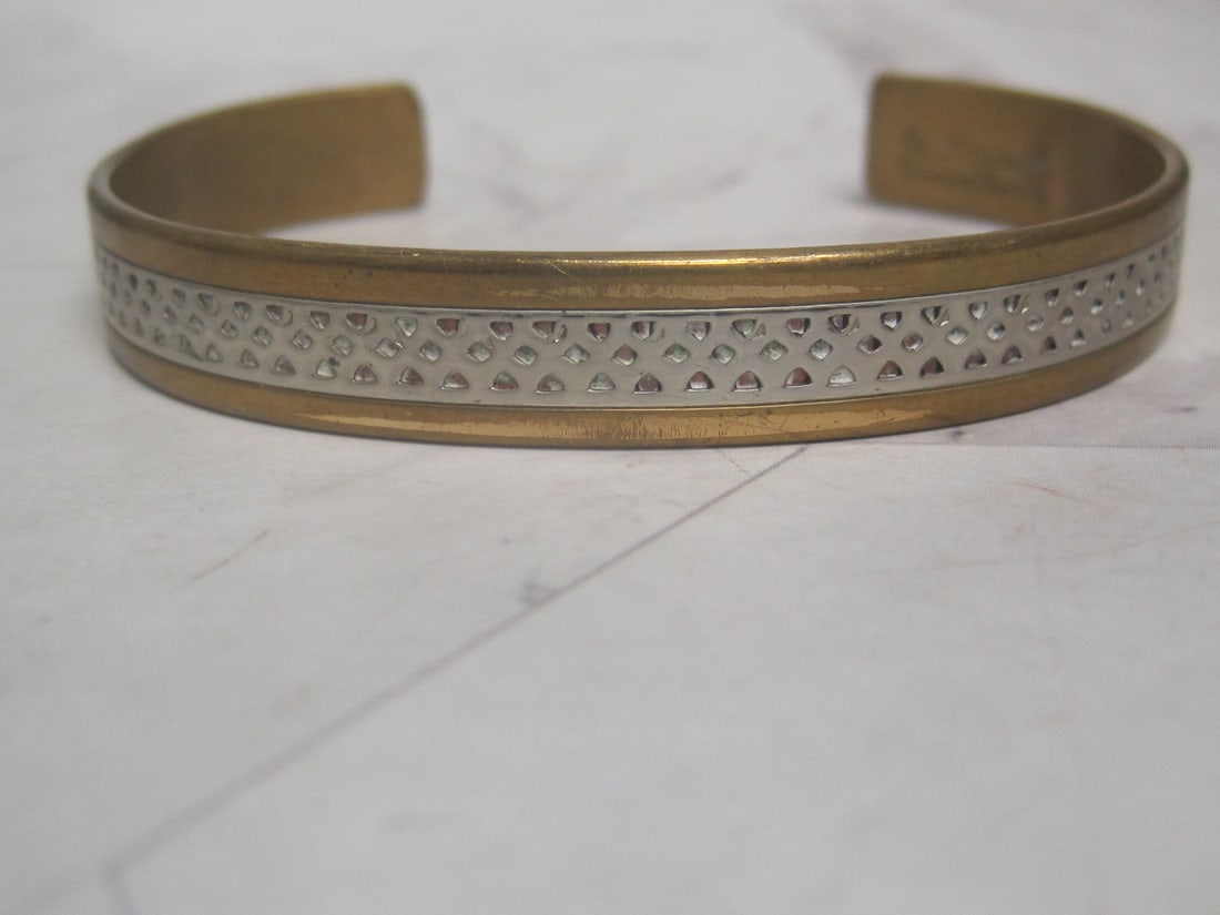 Sergio Lub Signed Designer Two-Tone Cuff Bracelet - 2