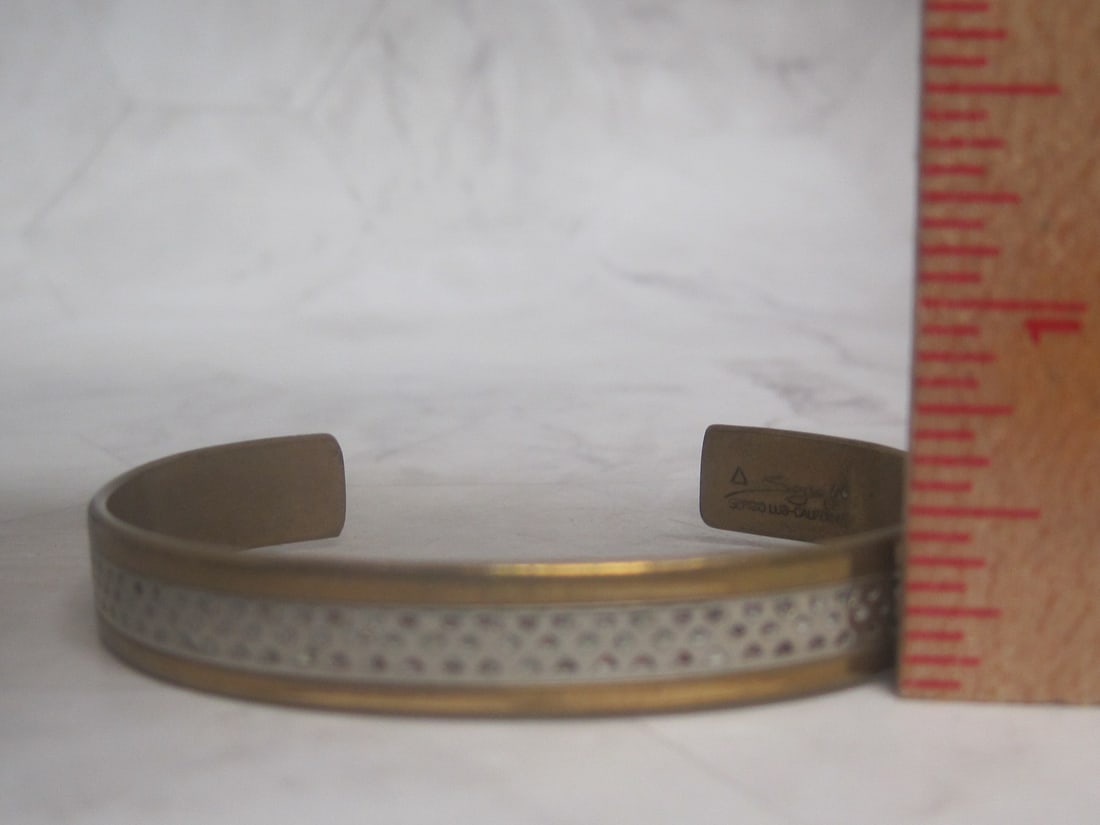 Sergio Lub Signed Designer Two-Tone Cuff Bracelet - 4