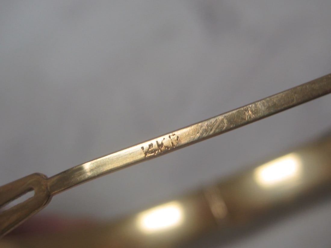 14k Gold Etched Bangle Bracelet - 6