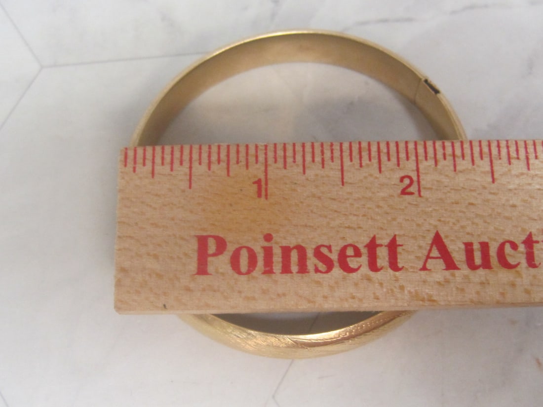 14k Gold Etched Bangle Bracelet - 8