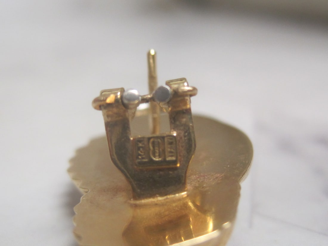 14k Gold Italian Chunky Ribbed Pierced Earrings - 5