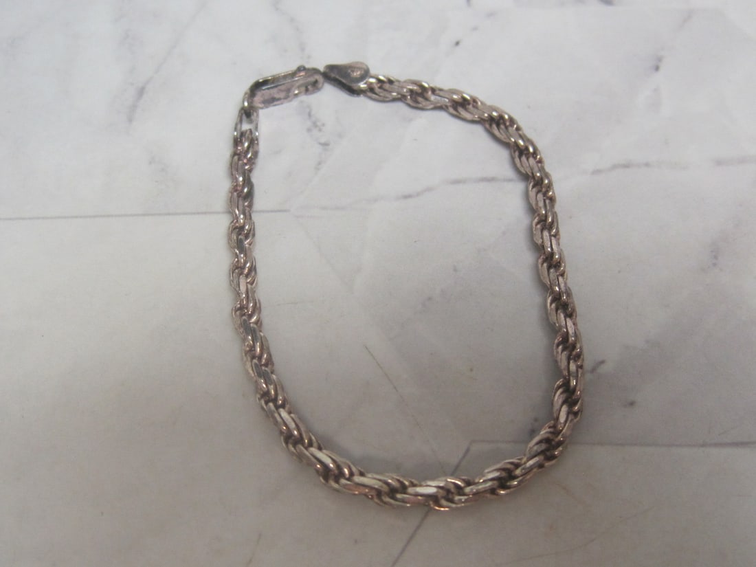 6 1/2" Sterling Silver Rope Bracelet: Weighs 7.8 grams