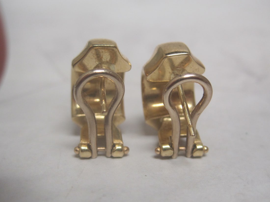 14k Gold Italian Half Hoop Pierced Earrings - 3