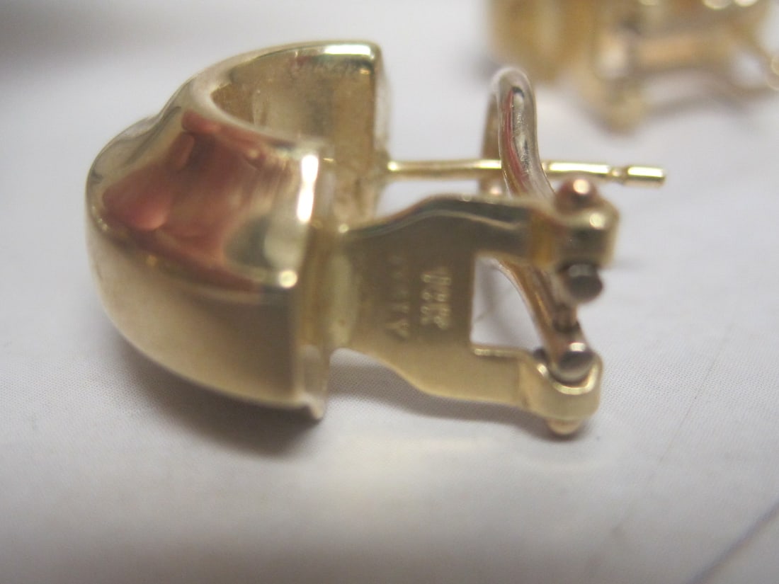 14k Gold Italian Half Hoop Pierced Earrings - 4