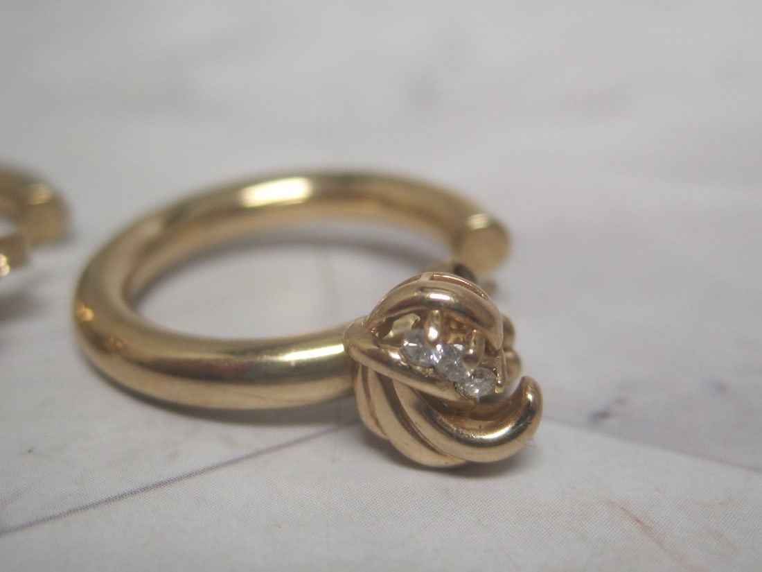 14k Gold Diamond Earrings with 14k Gold Hoop Jackets - 2