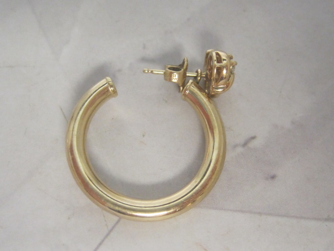 14k Gold Diamond Earrings with 14k Gold Hoop Jackets - 4