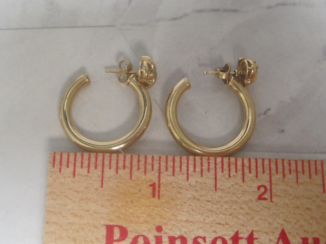 14k Gold Diamond Earrings with 14k Gold Hoop Jackets - 6