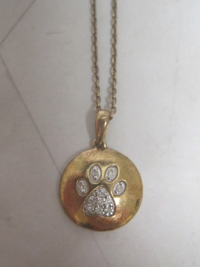 Sterling Silver Vermeil Tiger Paw Pendant on 20" Sterling Silver Vermeil Chain: Weighs 3.2 grams