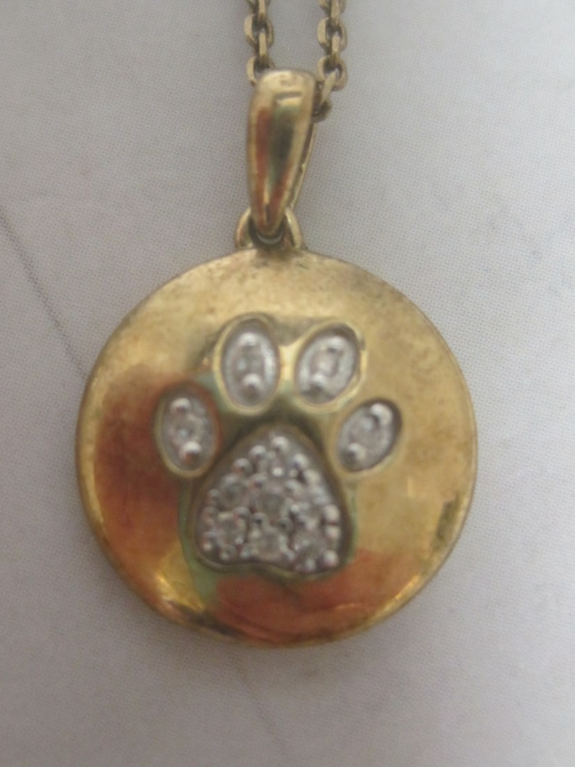 Sterling Silver Vermeil Tiger Paw Pendant on 20" Sterling Silver Vermeil Chain - 2