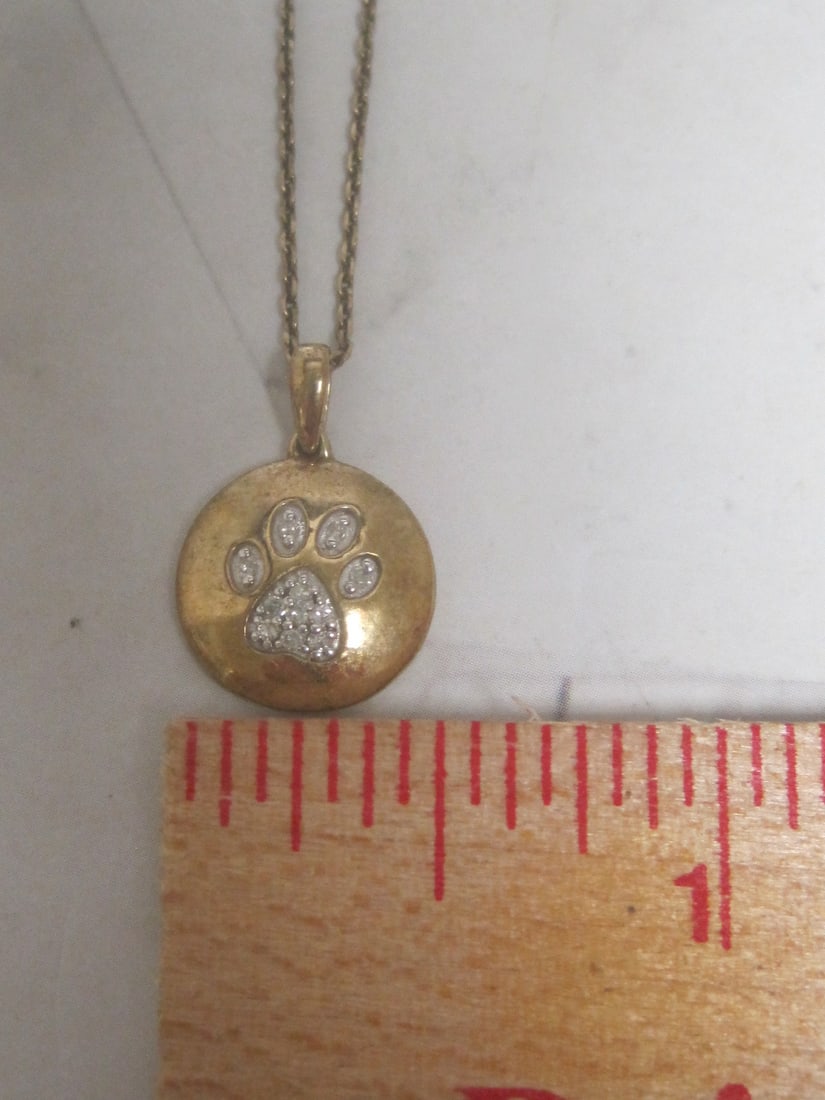 Sterling Silver Vermeil Tiger Paw Pendant on 20" Sterling Silver Vermeil Chain - 5