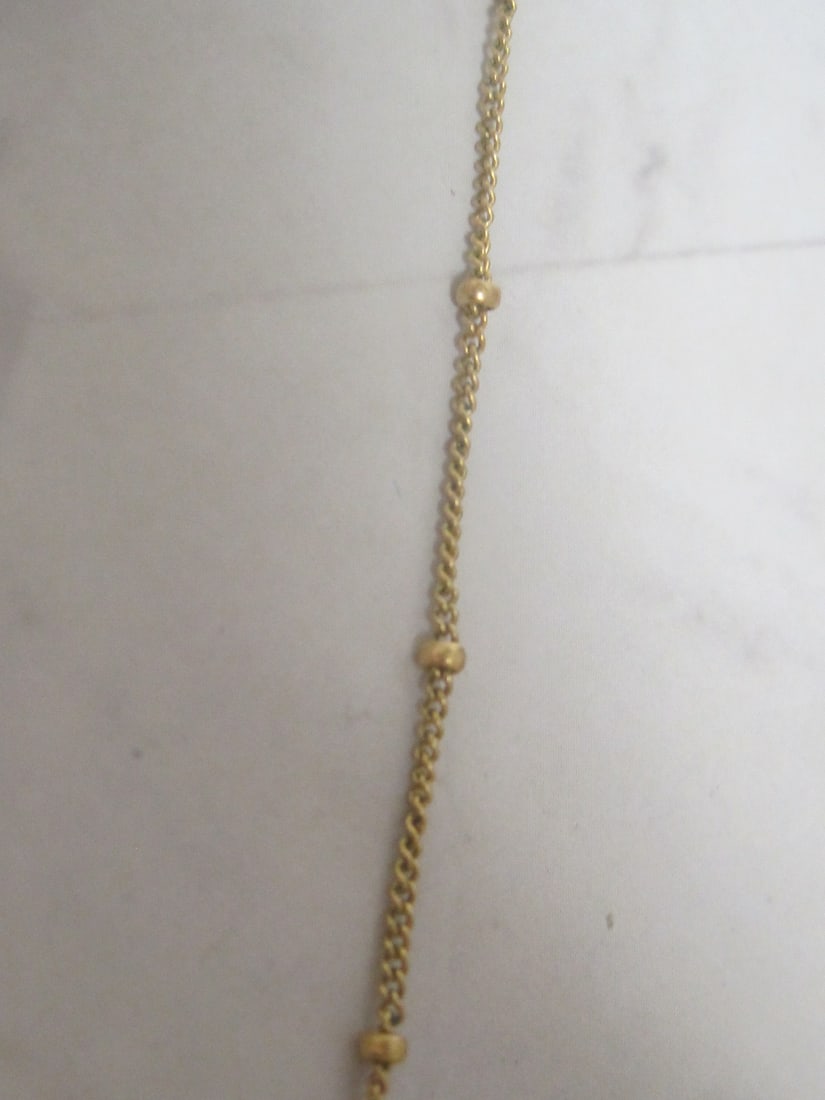 20" Vintage 1/20 14k Gold MSCO Beaded Chain with Blue Stone - 4