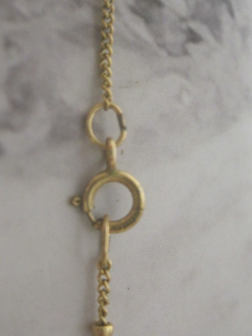 20" Vintage 1/20 14k Gold MSCO Beaded Chain with Blue Stone - 5