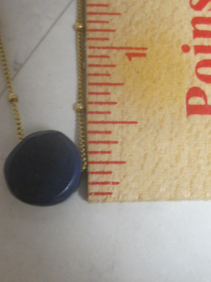 20" Vintage 1/20 14k Gold MSCO Beaded Chain with Blue Stone - 6