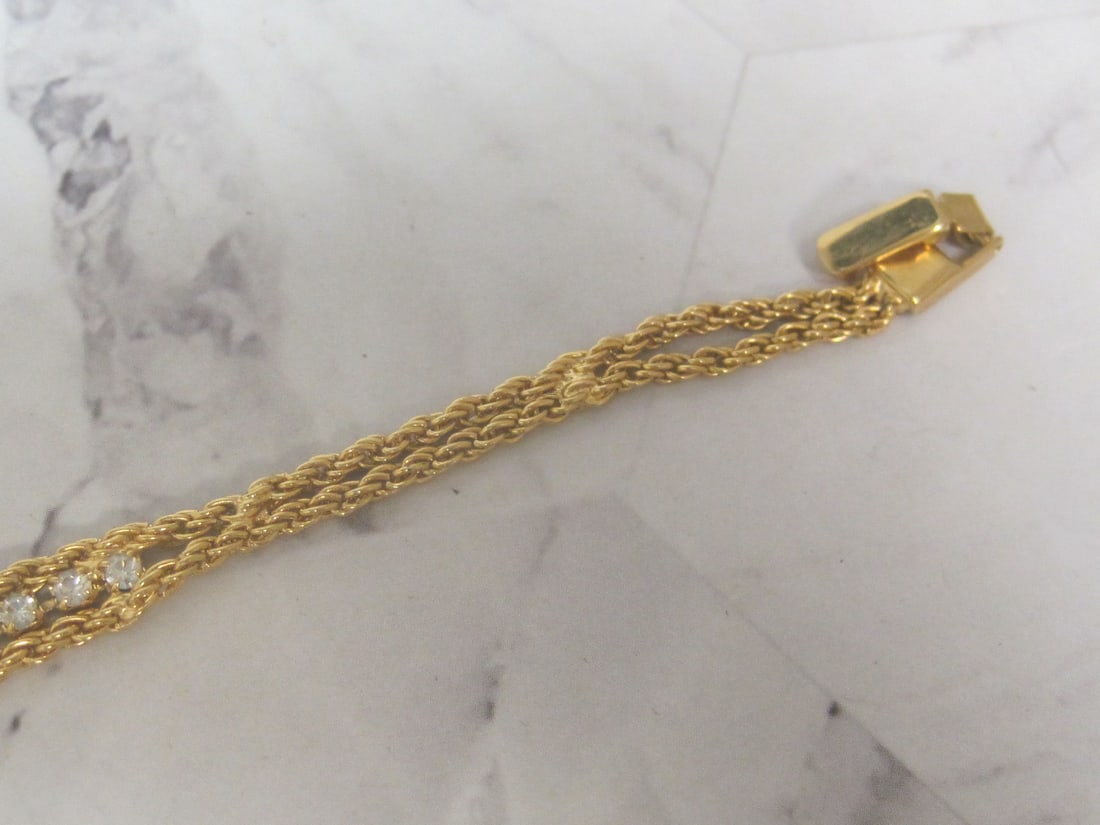 7" 14k Gold Shell Bracelet with CZ Stones - 3