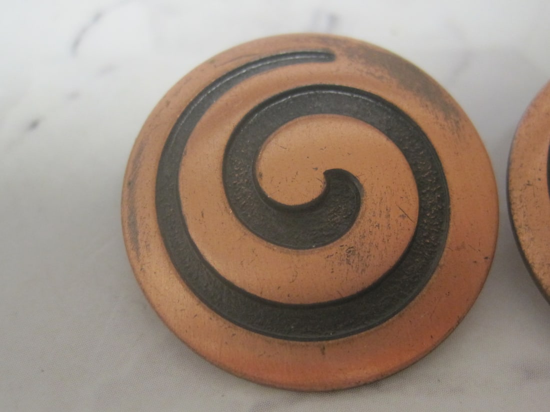 Mid-Century Copper Swirl Clip Earrings by Copper Bell Co. - 2