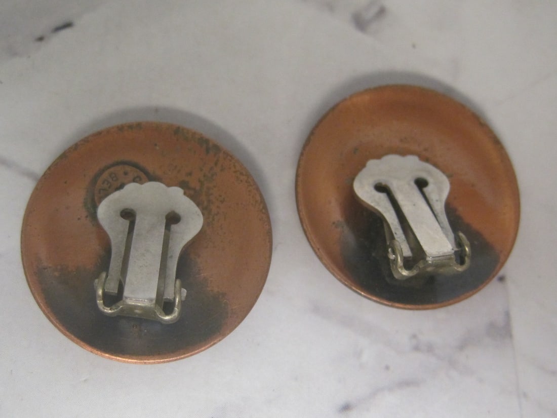 Mid-Century Copper Swirl Clip Earrings by Copper Bell Co. - 3