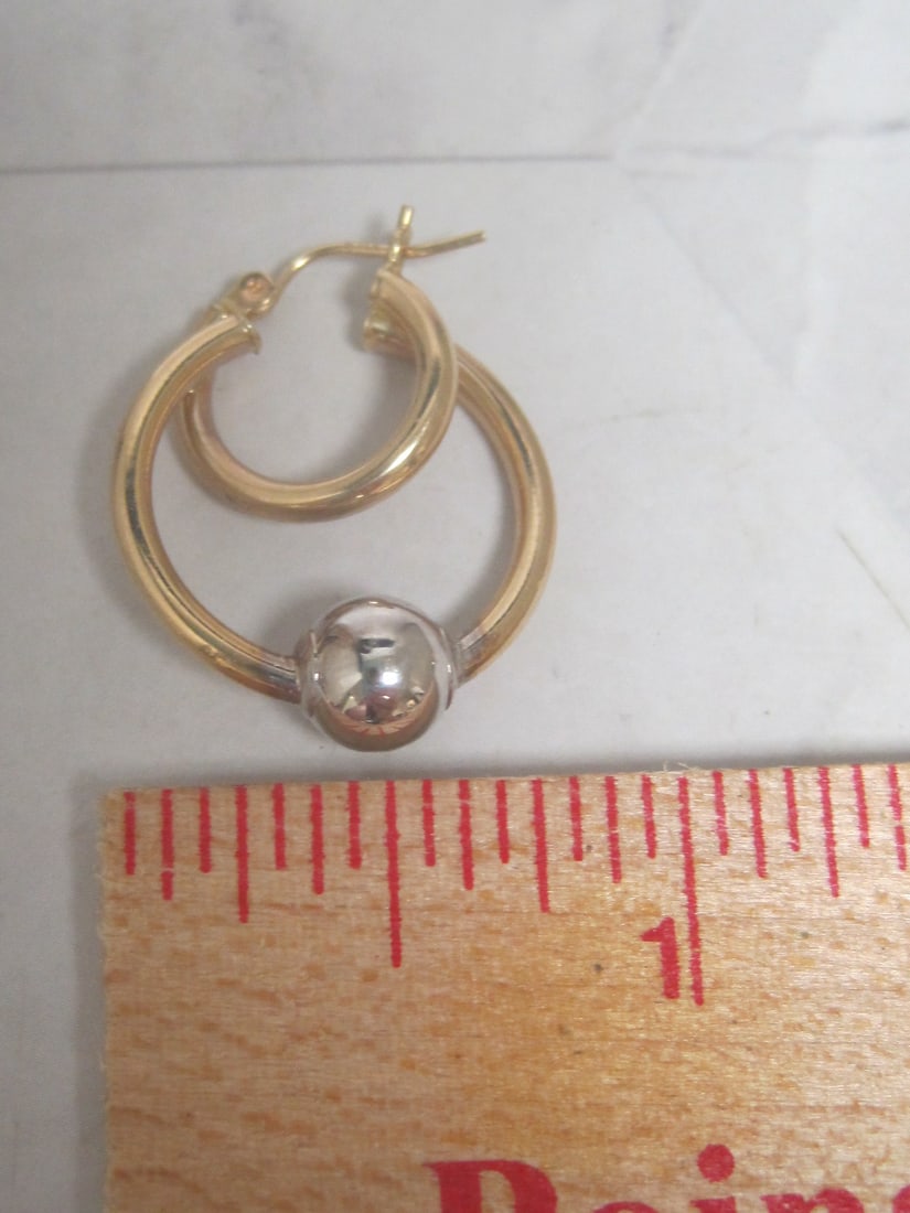 14k Gold Two-Tone Double Hoop Earrings - 3