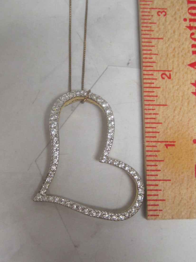 Sterling Silver Floating Heart with CZ Stones Pendant on 18" Sterling Silver Vermeil Chain - 4